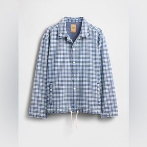 GAP Men's Blue Plaid Coaches Jacket